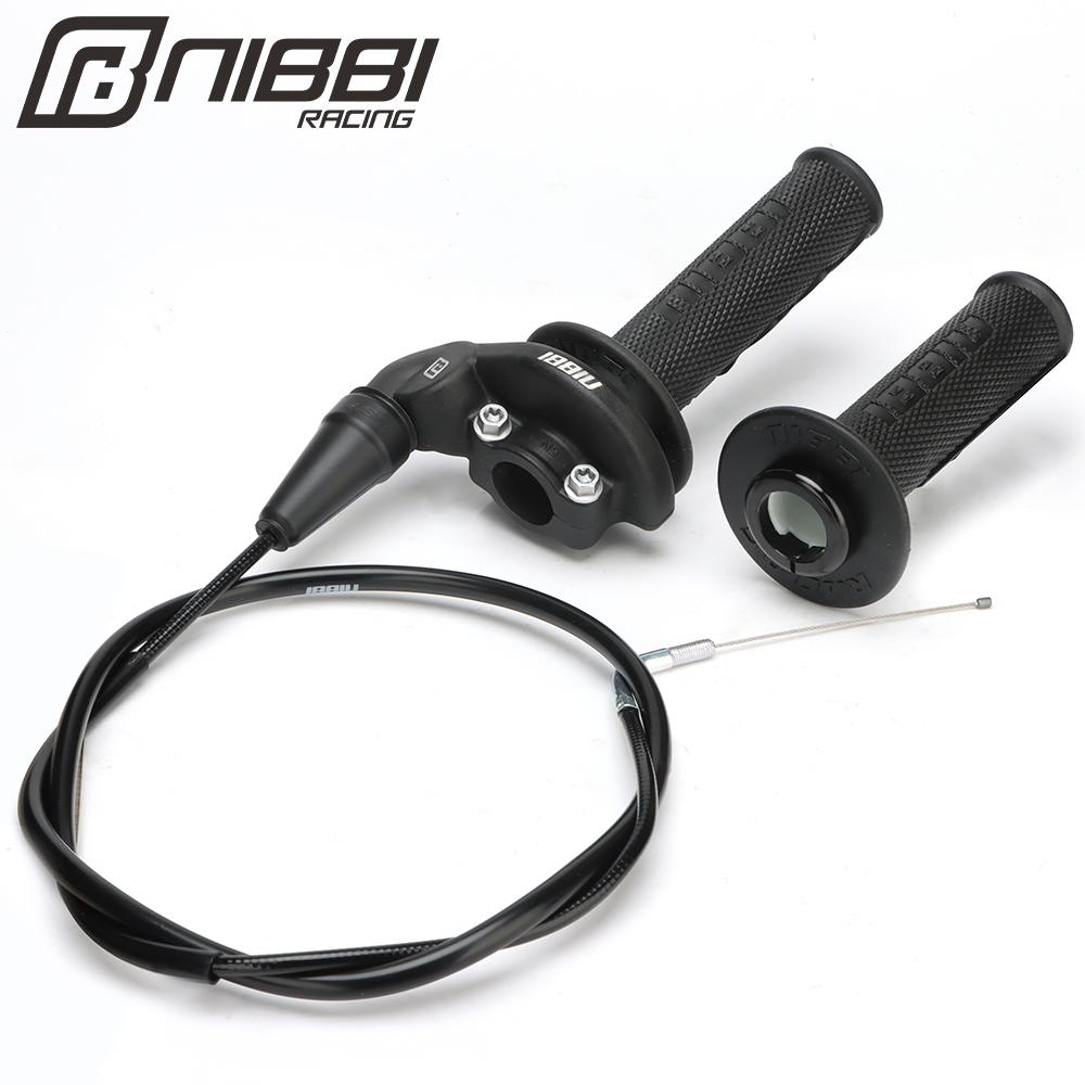 NIBBI Motorcycle 7/8" 22mm Lock-on Handle Grips Throttle Line Accelerator Set For KTM EXC Husqvarna TE 250/300 Motocross