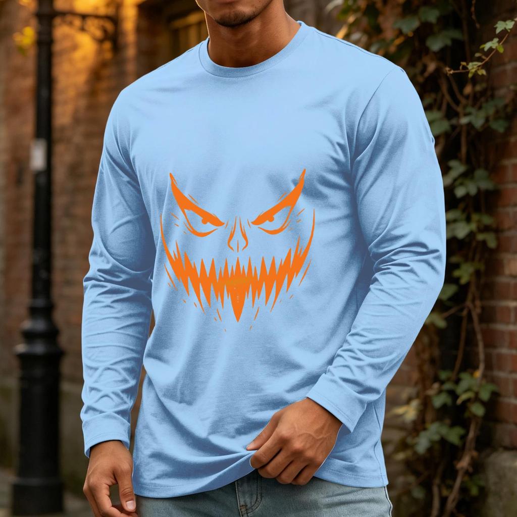 Men's Casual Long Sleeve Neck T-Shirt for Halloween