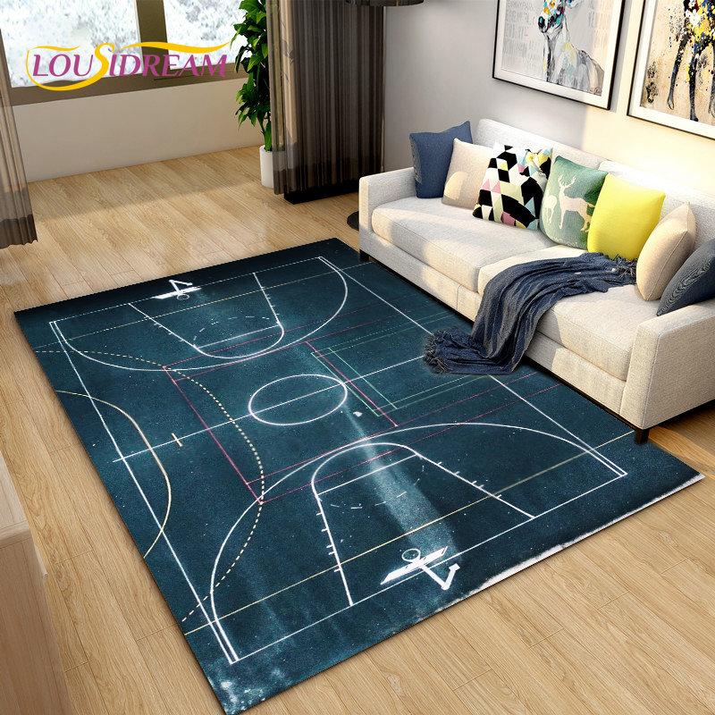 3D Basketball Basketball Cour Area Rug,Carpet Rug for Living Room Bedroom Sofa Doormat Decoration,Kids Play Non-slip Floor Mat