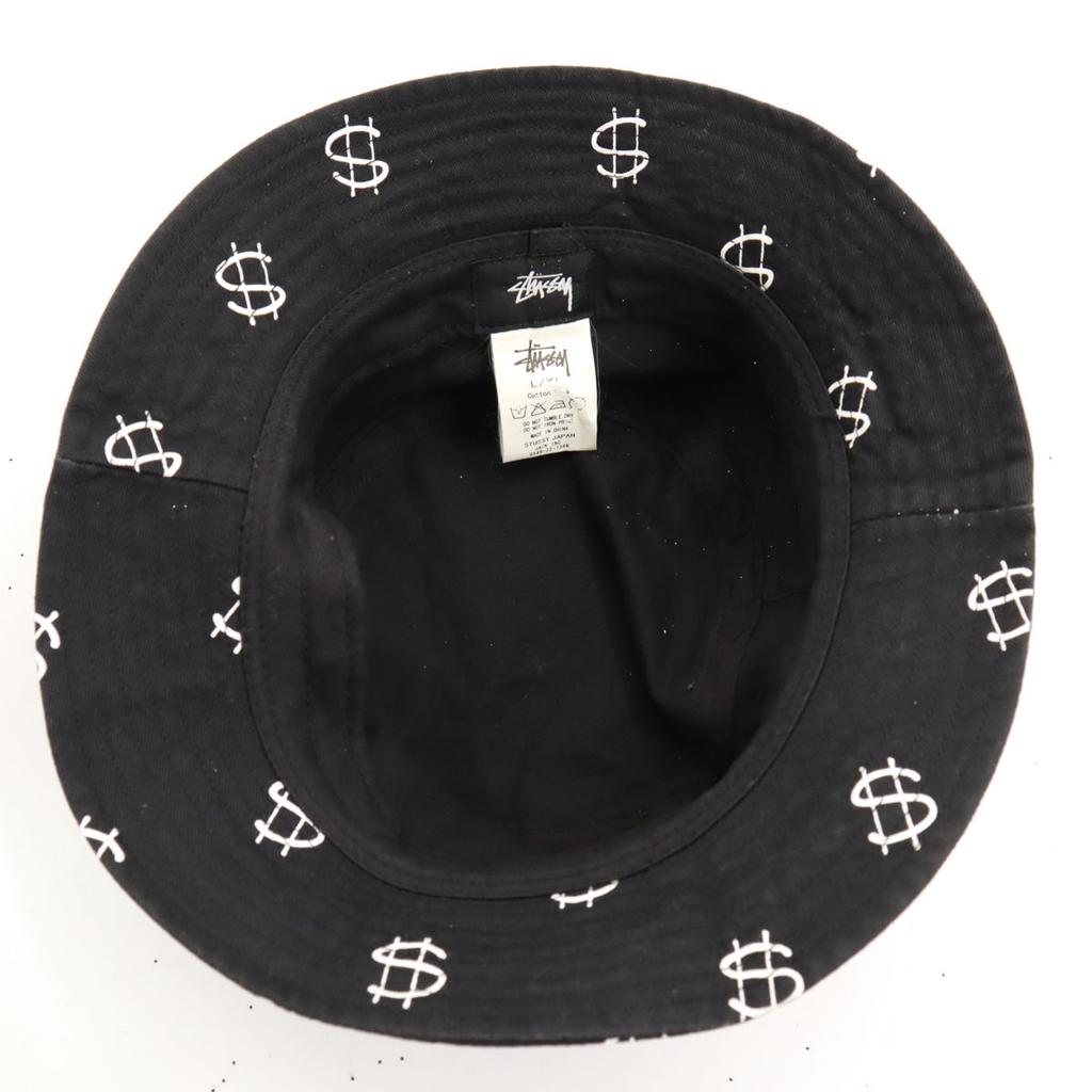 Stussy All-over Print Bucket Hat L Black Women Used