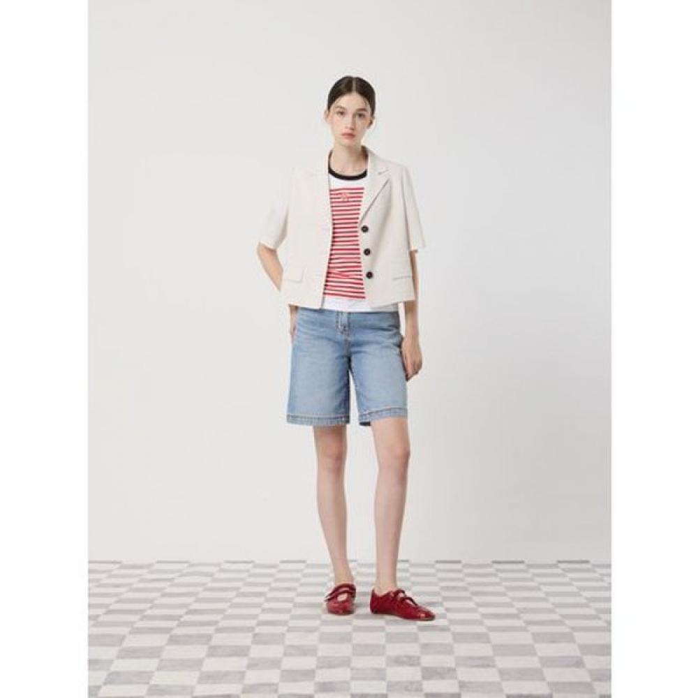 Cc Collect Half Sleeve 3 Button Crop Jacket C252msf142