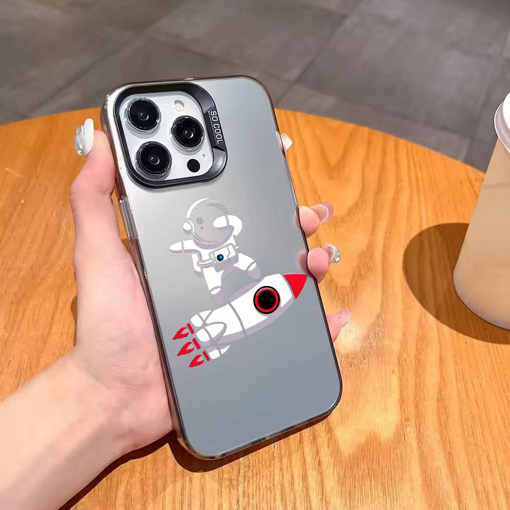 A-Abstract astronaut M-mobile Phone Case For iPhone17,16,15,14,13,12,11 Plus,Pro Max Black Candy silver phone case