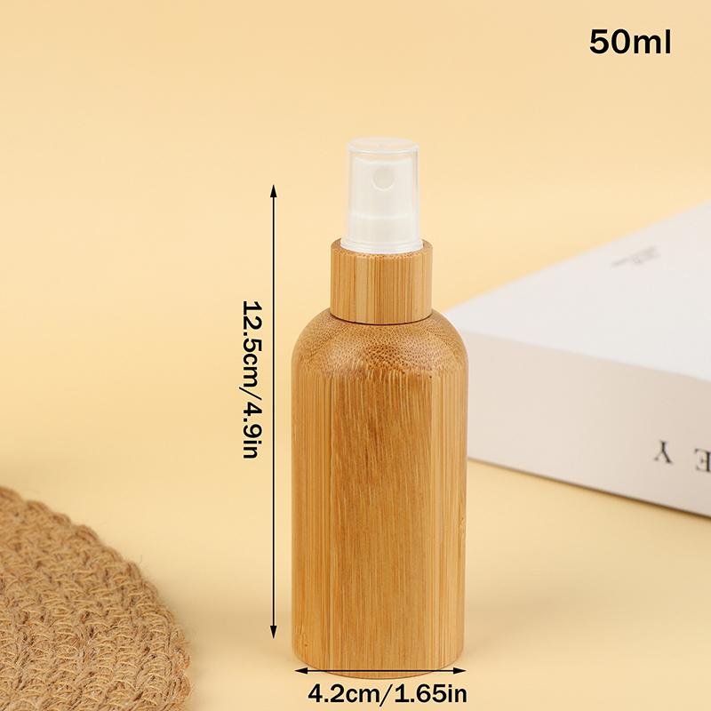Empty 10/20/30/50/100Ml Bamboo Outer Shell Plastic Spray Bottle With Fine Mist Dispenser For Liquid Perfume Toiletries Container