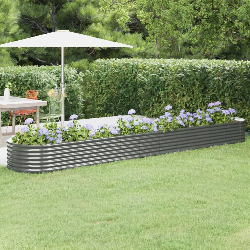 Raised Garden Bed Galvanized Steel 440 X 80 X 36 Cm Gray