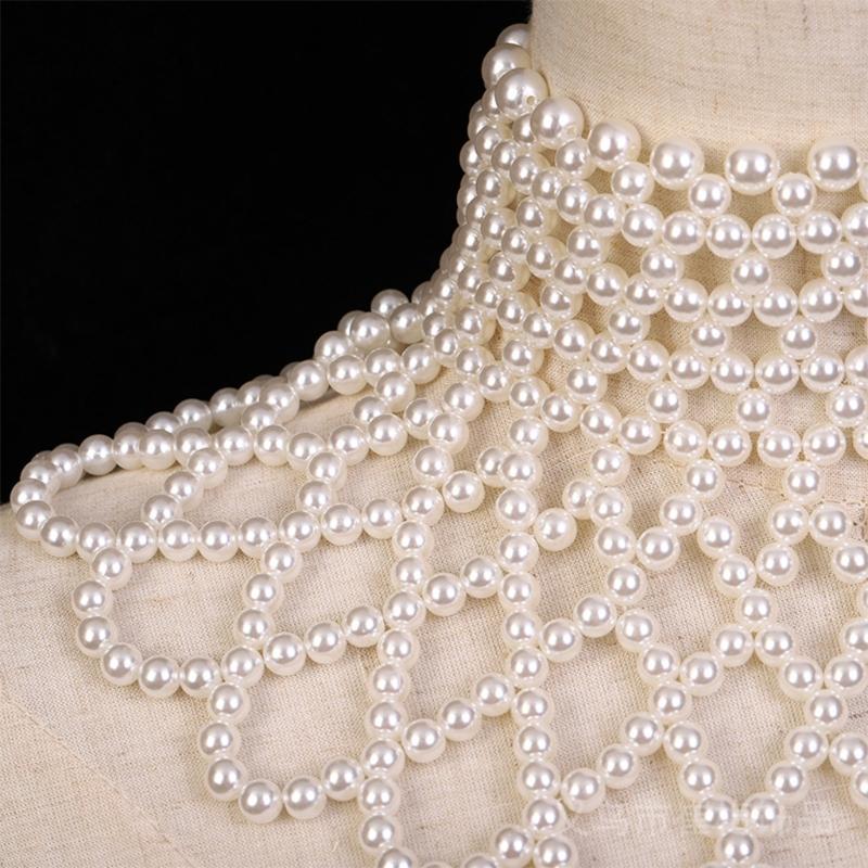 Pearl Body Chain Fashion Shoulder Necklace Bra Jewelry for Woman Costume New Year Party Dance Party Theme Party Gift