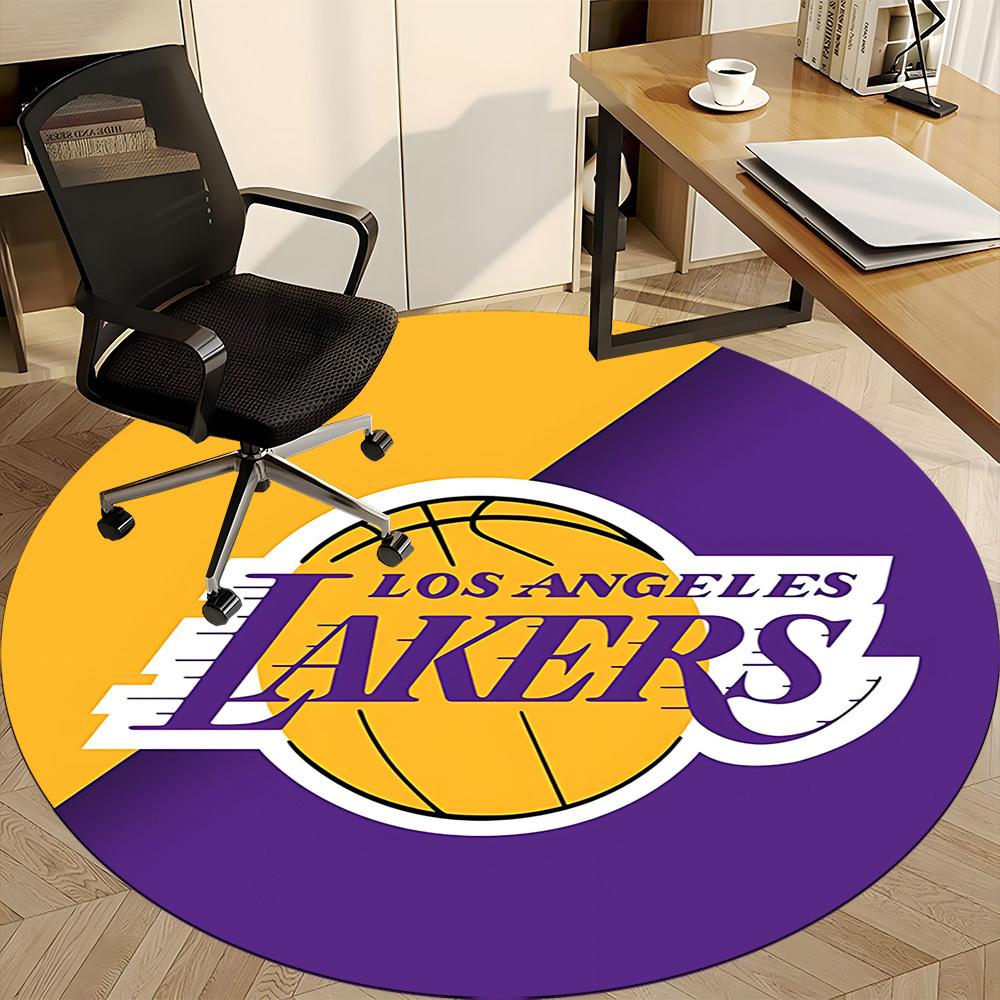 

1pc Basketball Lakers Office Round Area Rug, Indoor Mat Suitable For Office, Under Office Chairs Bedroom Living Room Home Decor, Room Deco 120cm