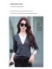 52070 Women's Color Block Long-Sleeved Cotton T-Shirt, 2025 Spring/Autumn, Slim Fit Fake Two-Piece.