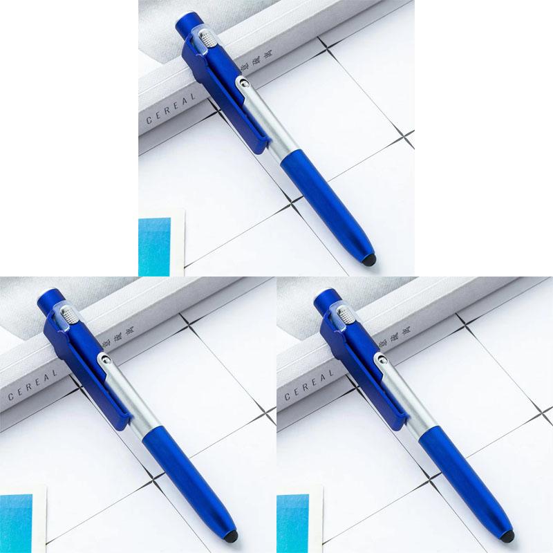 1/2/3pcs 4-in-1 Multi-function Ballpoint Pen Built-in LED Light Foldable Stand Portable Reading Writing Pen Practical School