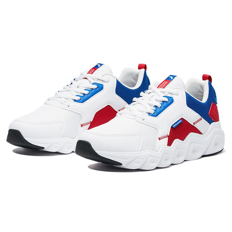 Anta Comfortable Cushioning Slip Resistant Abrasion Resistant Breathable Low top Running Shoes Men's White Blue Red 111935524R-1