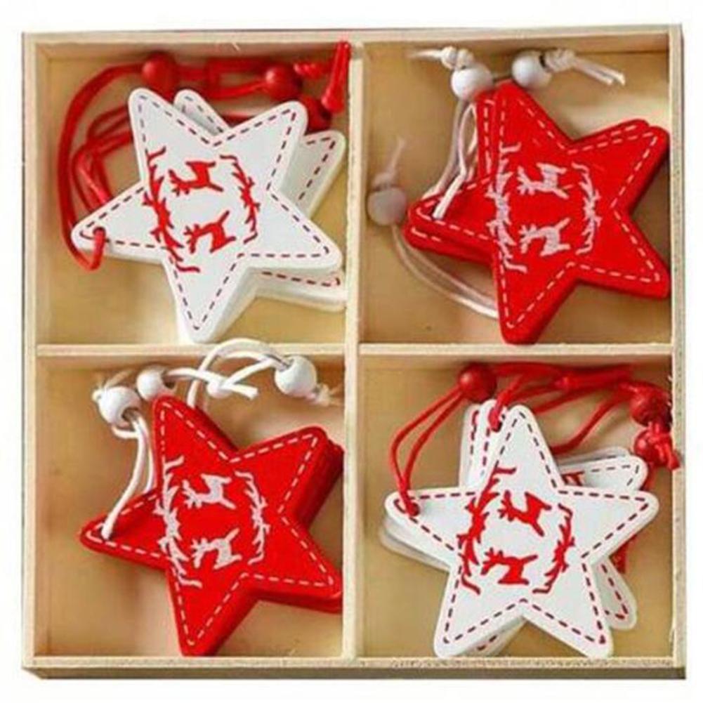 Christmas Celebrations Red White Hanging Decoration Charming Holiday Decor Beautifully Carved Shapes Convenient Hanging String