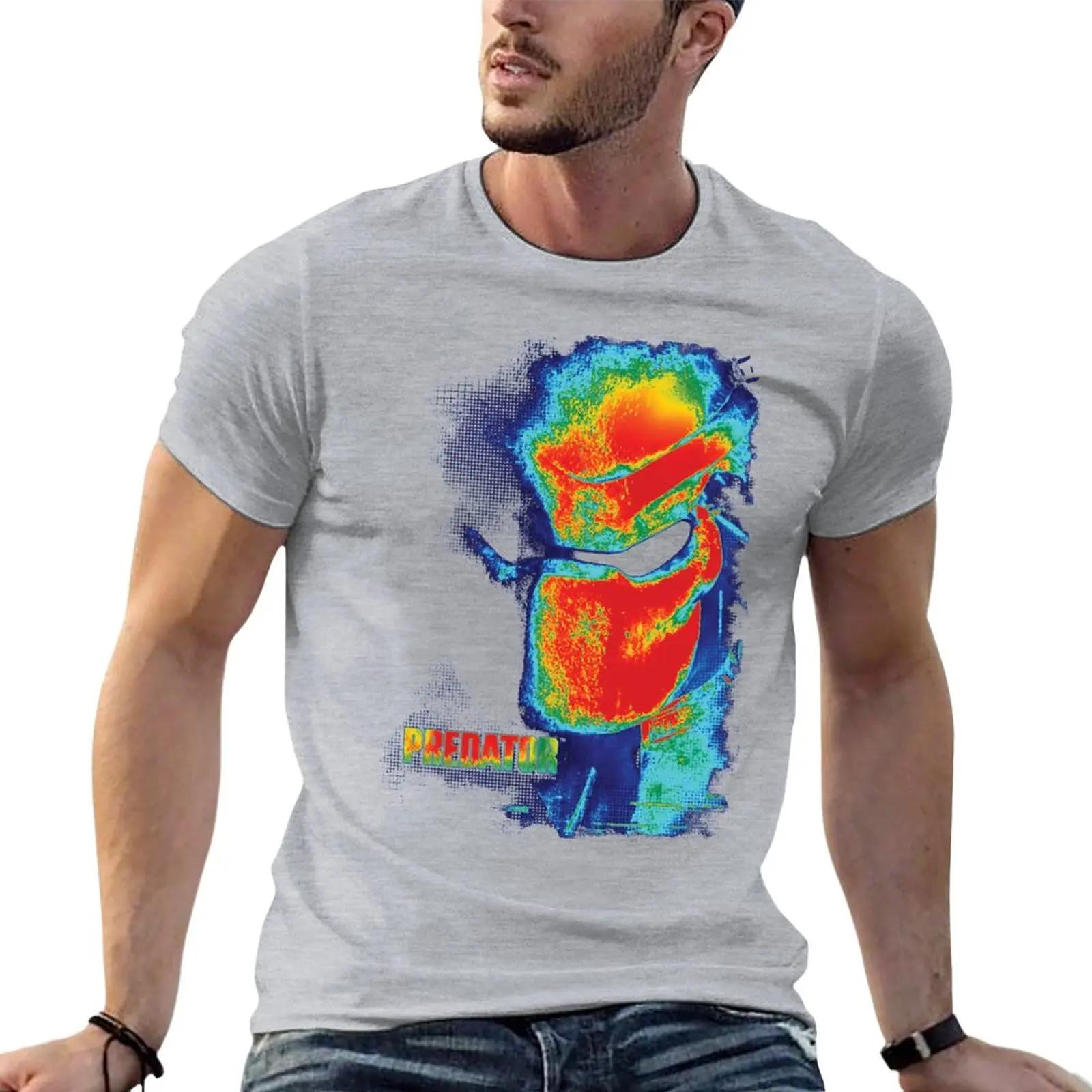 

Футболки мужские летние Predator Movie Thermal Vision, свободные повседневные топы с круглым вырезом, с коротким рукавом и 3D-печатью, уличная футболка, майка XL