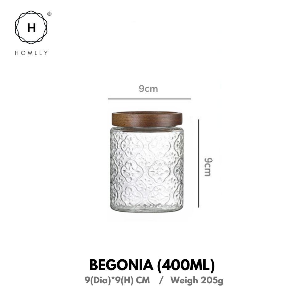 Homlly Stackable Airtight Glass Jar Storage Containers with Acacia Lids (3PCS) X3PCS