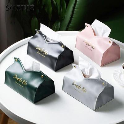 Home Office Napkin Holder Durable Storage Box PU Leather Desktop Tissue Case Toilet Car Anti-Moisture Pumping Paper Container