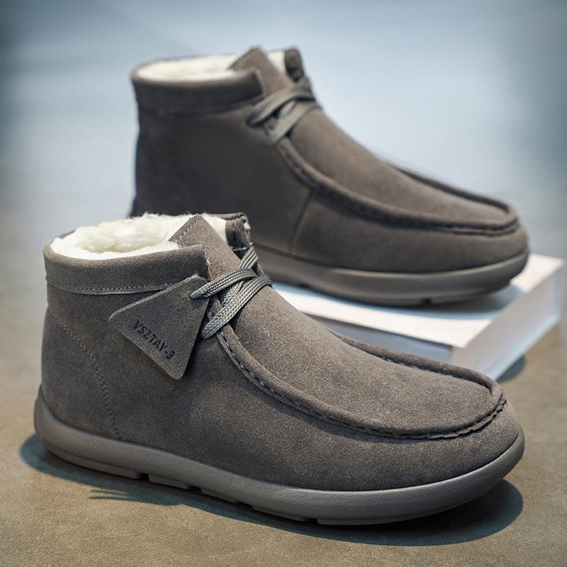 

Winter Snow Boots Non Slip Running Sneakers Casual Shoes Waterproof Zapatos HombreHigh Top for Travel Climbing Walking Shoes 39 серый