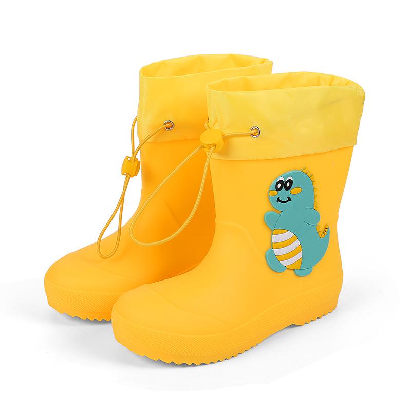 Feng Qing Fan Kids' Waterproof Rain Boots with Non-slip Sole and Elastic Cuff - Cartoon Design for Toddlers