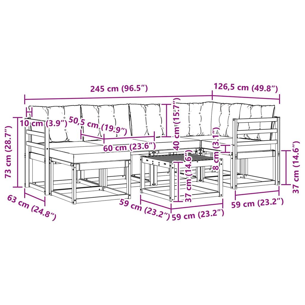 Outdoor Sofa Set with Cushions 7 Pcs Natural and Cream
