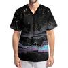 Men's Printing Short Sleeve V-neck Working Blouse Chest Pocket Carer Top