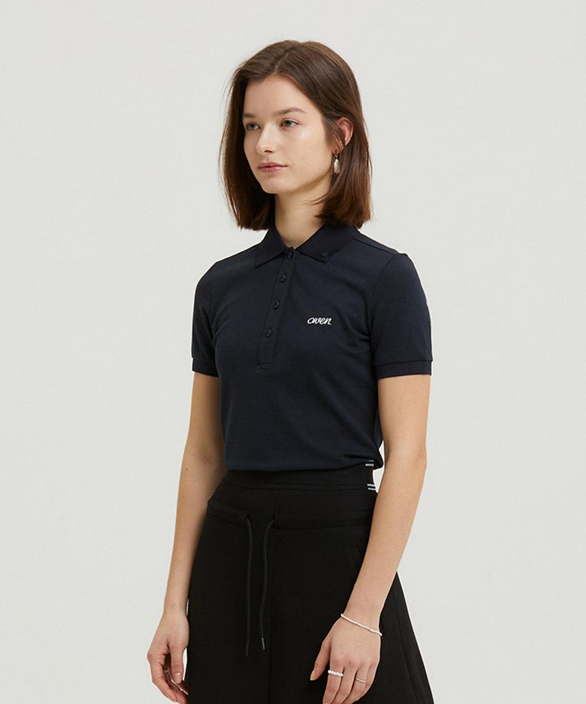 AVEN Women'S Paper Light Polo Shirt Navy