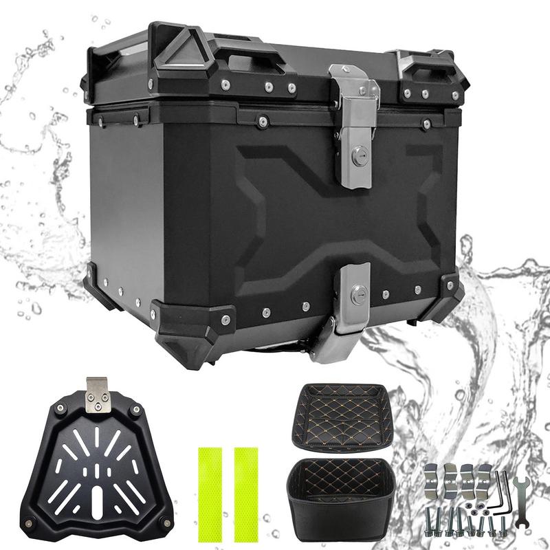 45L Portable Aluminum Motorcycle Trunk Box Waterproof Universal Motorcycle Tail Box Multifunctional Motorcycle Rear Storage Box