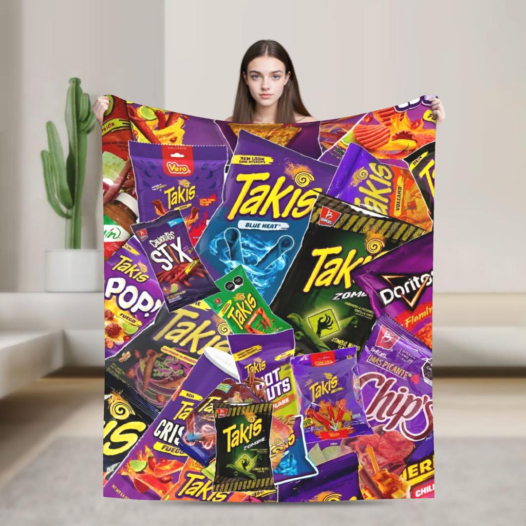 Κουβέρτα Takis Chili Chips Ζεστή Πρωτότυπη Βελούδινη Κλινοσκεπάσματα για Εξωτερική Διακοσμητική Φανελένια Κουβέρτα Κάλυμμα Κρεβατιού