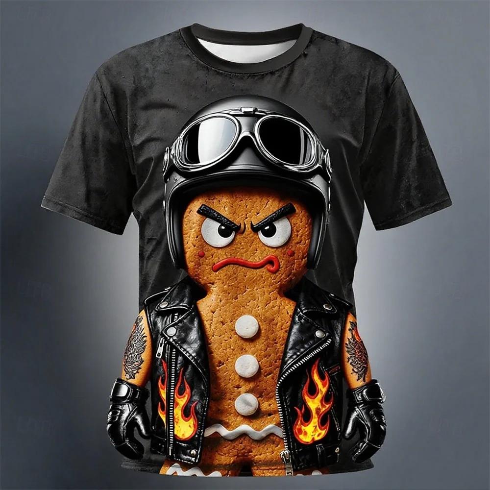 Noworoczna koszulka z krótkim rękawem Boże Narodzenie Piernik 3D Nadruk Męska koszulka Festiwalowa Imprezowa Stroje dla par Stroje dla rodziców i dzieci