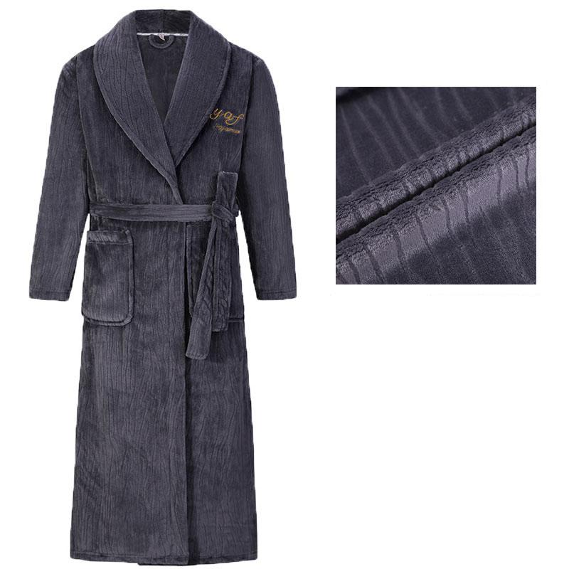 Herren Bademantel Winter Flanell Lang Robe Paar Verdickte Warme Nachtwäsche Plus Size Nachthemd Damen Lose Homewear
