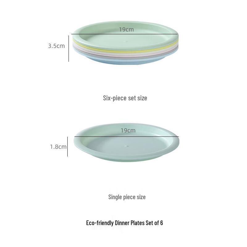 ZISIZ Round Stainless Steel Dinner Plates (6-Piece Set)