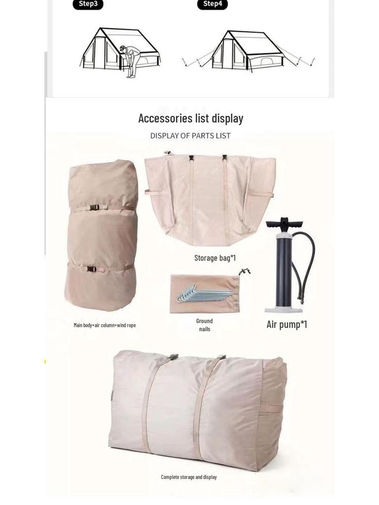 Luxus Outdoor aufblasbares Zelt, Doppeltür, Sonnengeschützt, Geräumig, Leicht für 3-5 Personen, Kein Aufbau erforderlich
