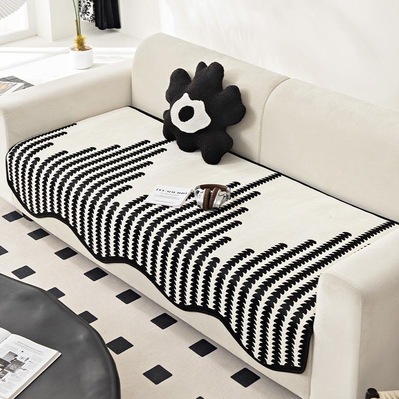 Special-Shaped Chenille Sofa Cover Pad New Light Luxury One-Piece Straight Non-Slip Leather Sofa Special Cover Seat Cushion