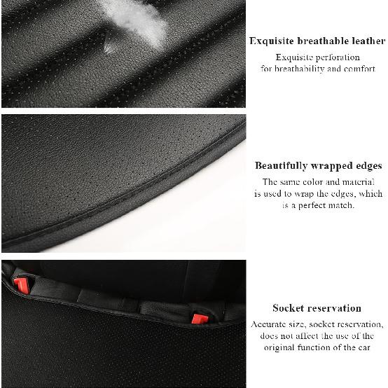 2 PCS Car Front Seat Protector Mats, 21.9" × 19.7" Breathable Leather Auto Cushion Protector, Anti-Slip Vehicle Seat Cover with Storage Pockets,