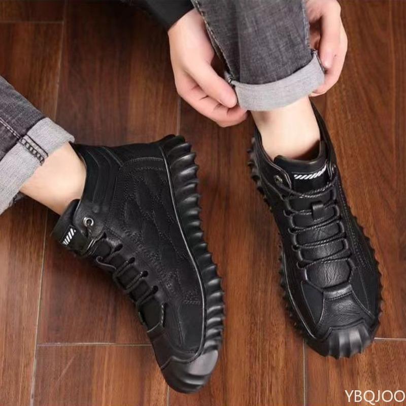 Winter Men's Cotton Shoes with Thick Warm High Top Soft Sole Anti Slip Simple Comfortable Daily Casual Retro Cotton Shoes