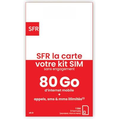 SIM-Karte - SFR - Prepaid Unbegrenzt - 80 GB Internet - Anrufe/SMS/MMS Unbegrenzt - Ohne Vertrag