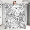 Whimsical Enchanted Spooky Forest Line Art Print Throw Blanket, Halloween Blanket Fall Decor, Multiple Specifications Available,