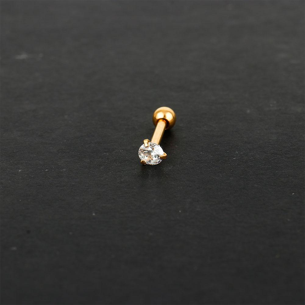 

9 Colors Fashion CZ 3 Prong Tragus Cartilage Stainless Steel Ear Stud Crystal Zircon Earrings Piercing Jewelry 3mm золотой