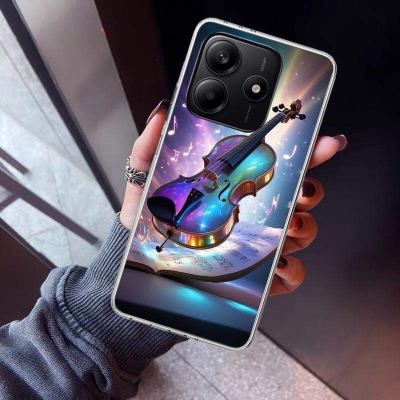 Music Violin Phone Case For Xiaomi Redmi Note 15 14 14S 13 12S 12 Pro Plus 11S 11 10S 10 4G Cover 11E 11T 5G Print Fundas Redmi