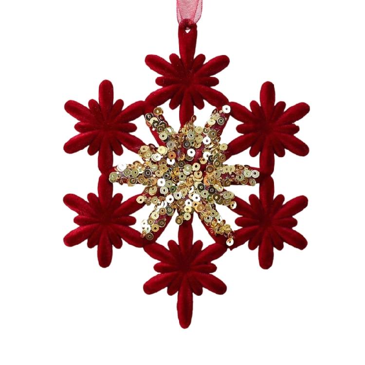 Sequins Velvety Deer/Butterfly/Snowflake/Wreath Hanging Ornament For Mantels Staircase Window Christmas Tree Decoration