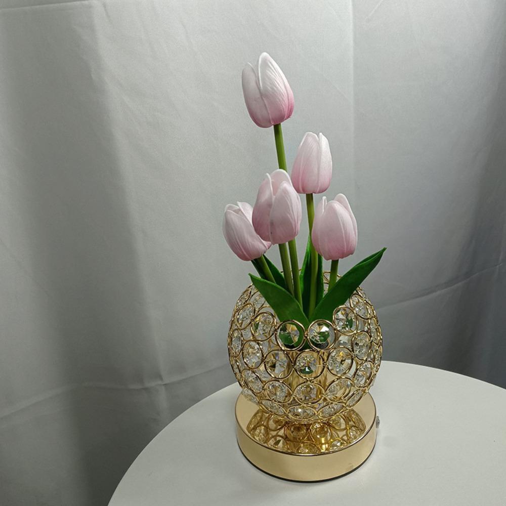 3 Color Tulip Crystal Flower Lamps Infinitely Dimming Desk Lamp Romance Flower Light  Bedroom