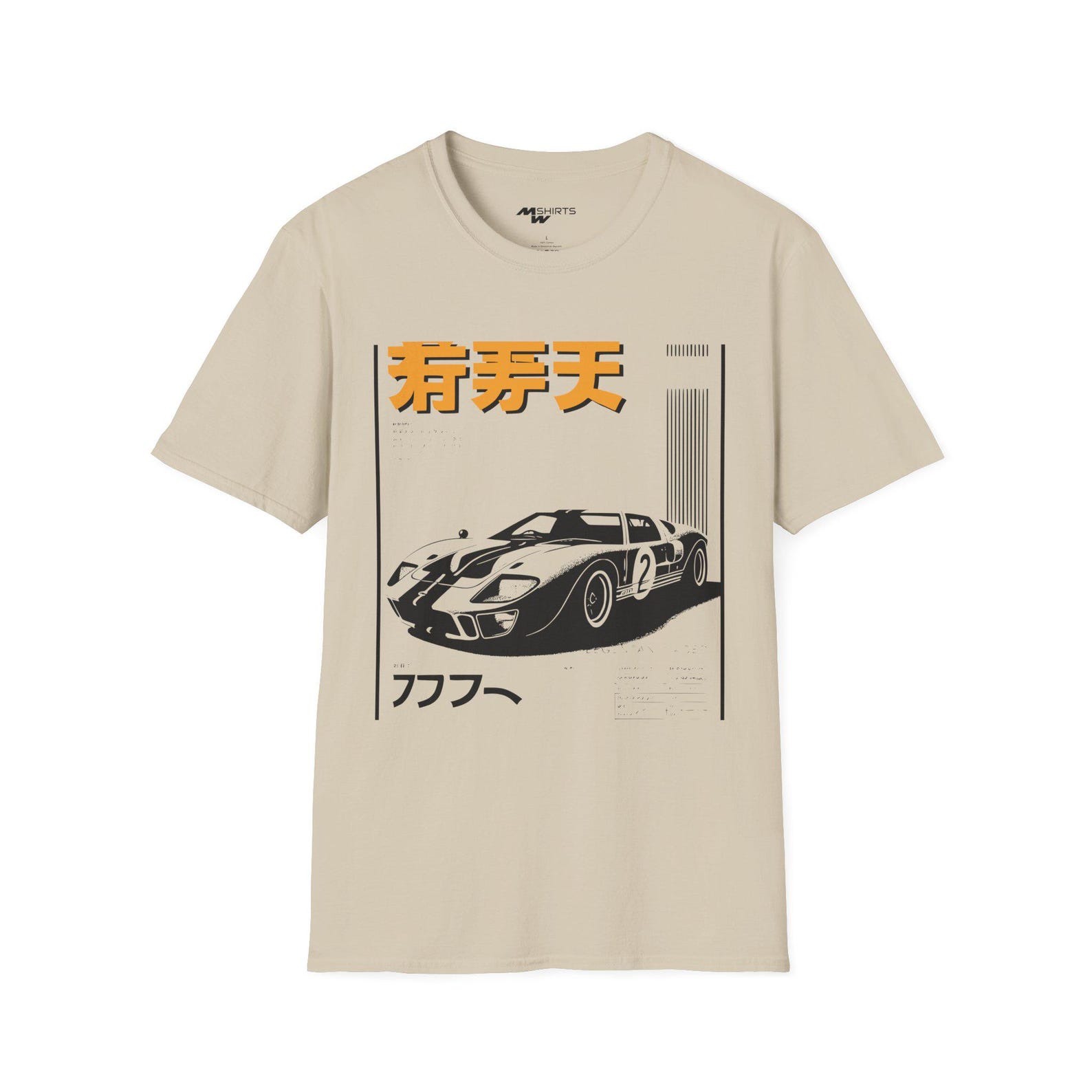 Vintage Japanese Racing Car Tee: Retro Graphic Print Shirt 2XL