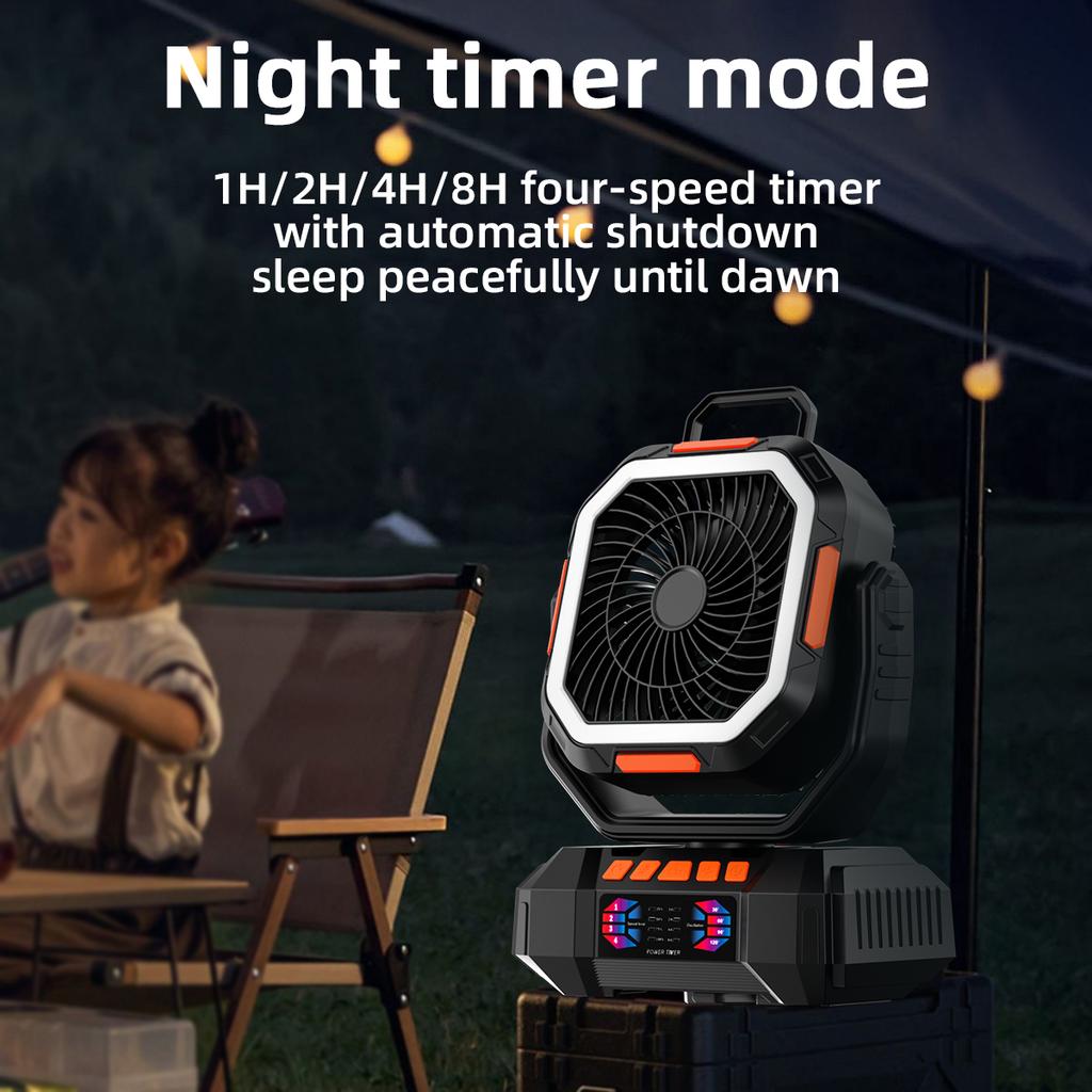 40000mAh Camping Fan Rechargeable Desktop Portable Air Circulator Wireless Ceiling Electric Fan with Power Bank LED Lighting