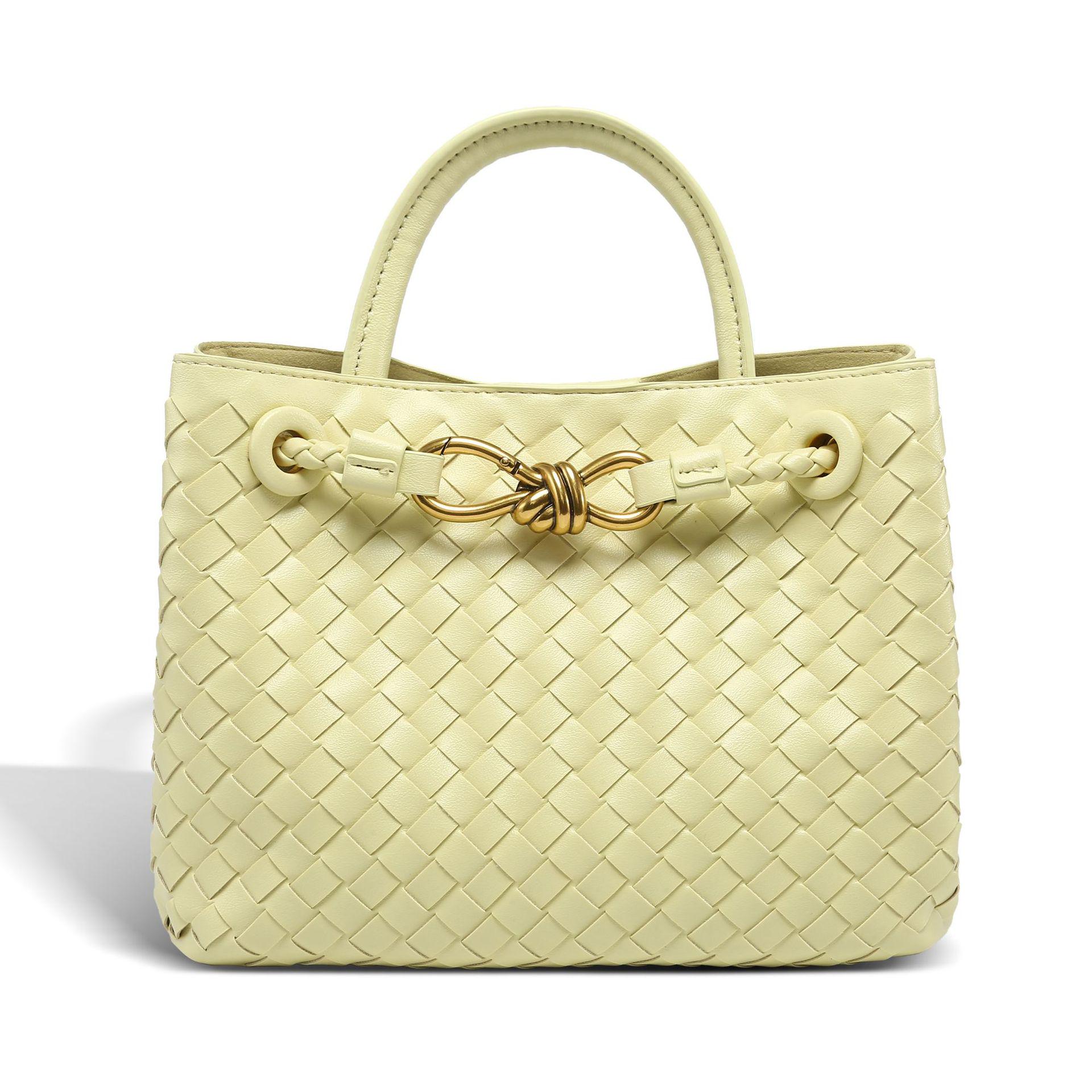 

Сумка-мессенджер с большой вместимостью из плетеной ткани в стиле B с пряжкой из металлического каната 25*9*19cm