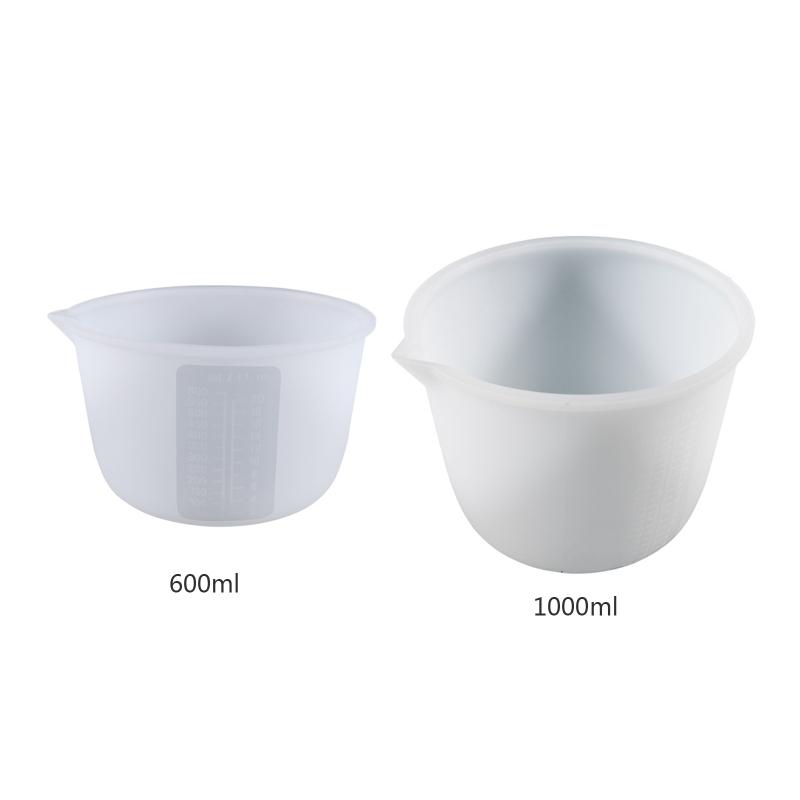 Silicone Measuring Cup Resin Epoxy Graduated Cups Transparent Scale Cups for Resin Art 600/1000ml for Jewelry Lab Use