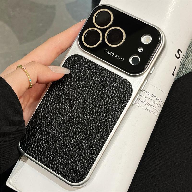 Lychee Pattern iPhone 17 Pro Max Case, Compatible with Apple 14 to 17, Large Window Design for Cross-Border Appeal.