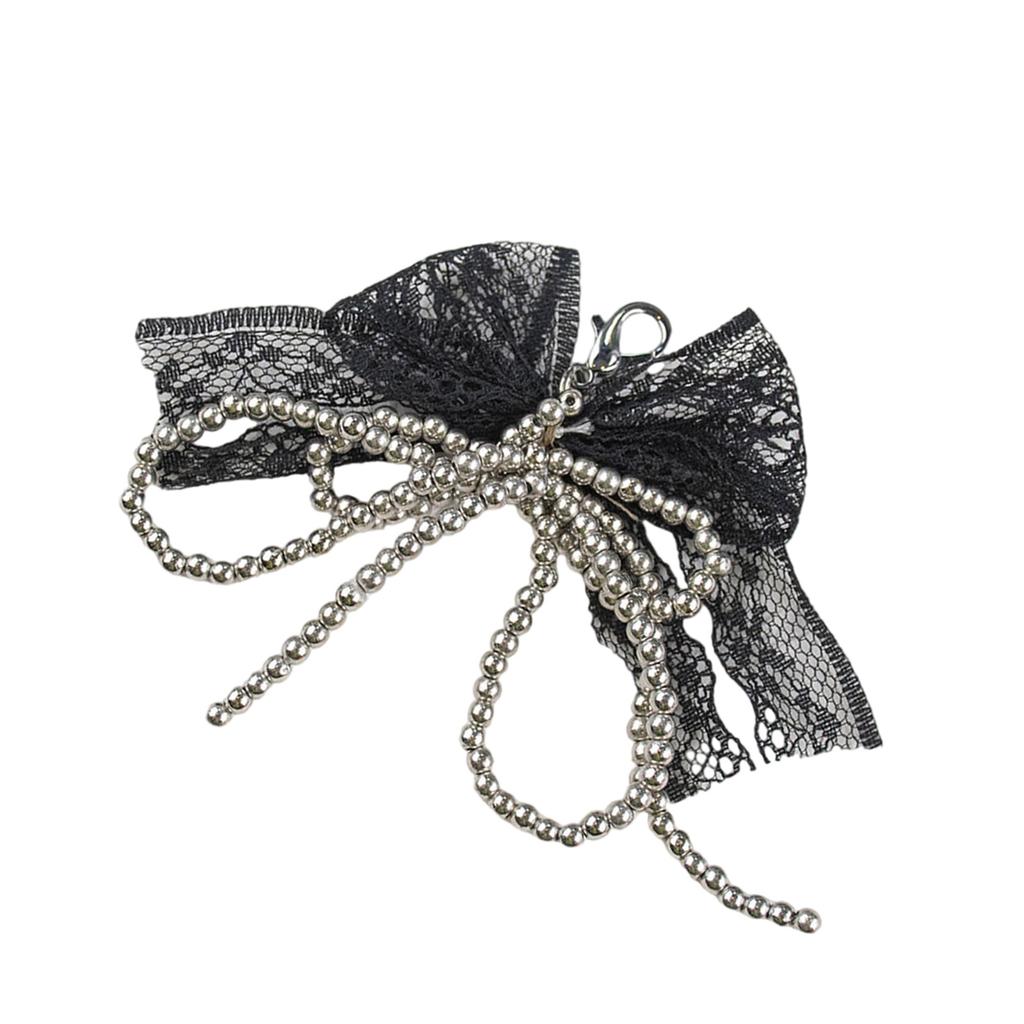 Fashionable Elegant Lace Bowknot Love Pearls Charm Keychain Craft Supplies for Women's Fashion Accessories Daily Use