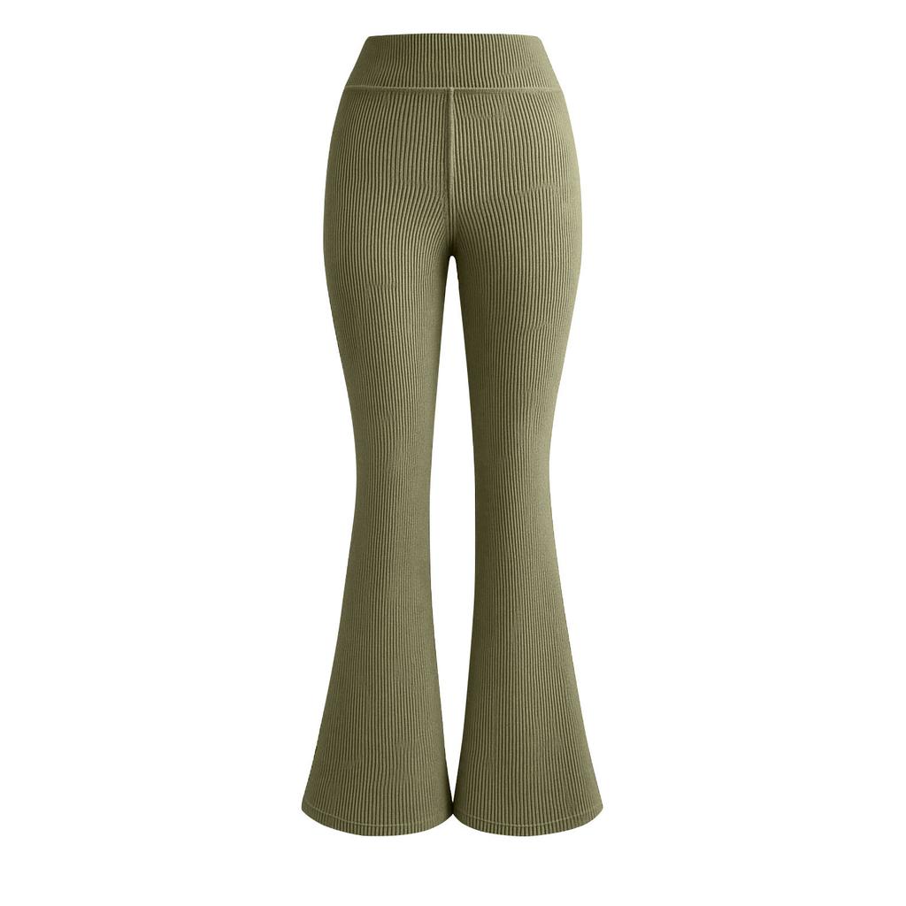 High Waist Ribbed Flared Leggings for Women Slim Fit Stretchy Bootcut Pants with Tummy Control and Butt Lifting Design for Yoga Fitness