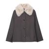 European-American Women's Faux Fur Collar Jacket