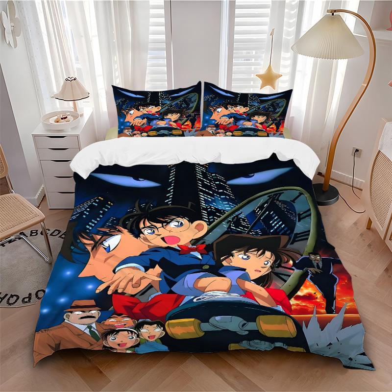 Detective Conan Mystery Print 3Pcs Bedding Setduvet Cover With 2 Bedropillowcase Home Birthday Gift