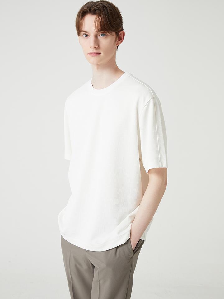 Edition Men S) Textured Round Short Sleeve T-Shirt_Nne2Tr1995Wt Color: Wt (White) / 105