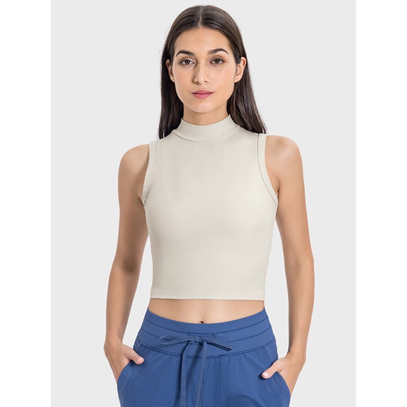 Original Fitness Yoga Wear Tops Women's Quick-Drying Slim Fit Fashion Tape Pilates Training Wear Turtleneck Sleeveless Vest