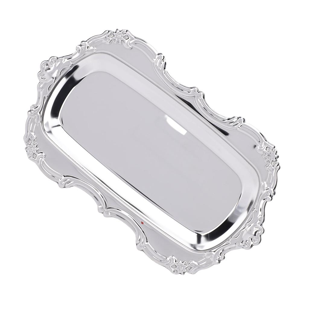 Vintage Trinket Dish Jewelry Tray Stainless Steel Small Serving Tray Decorative Platter for Desserts Fruit Perfume Wedding