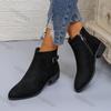 Women Pointy Buckle Ankle Boots Autumn Comfortable Low Heeled Short Boots Woman Suede Leopard Chunky Heel Chelsea Boot